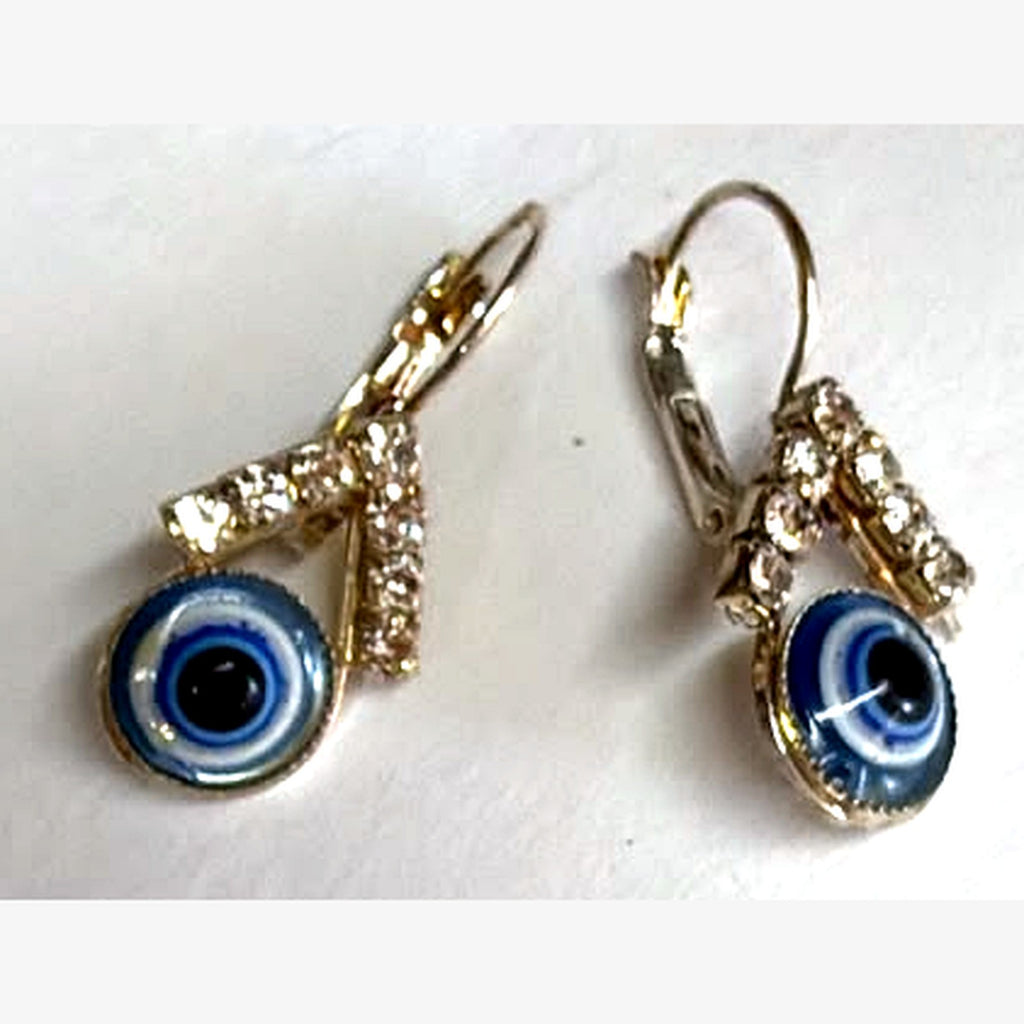 Evil Eye Rhinestone Earrings Gold