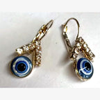 Evil Eye Rhinestone Earrings Gold