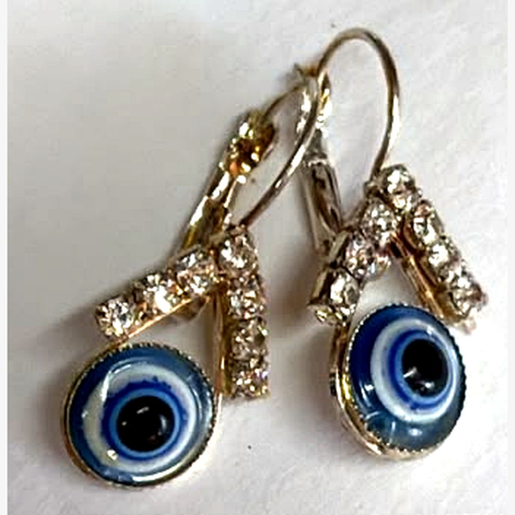 Evil Eye Rhinestone Earrings Gold