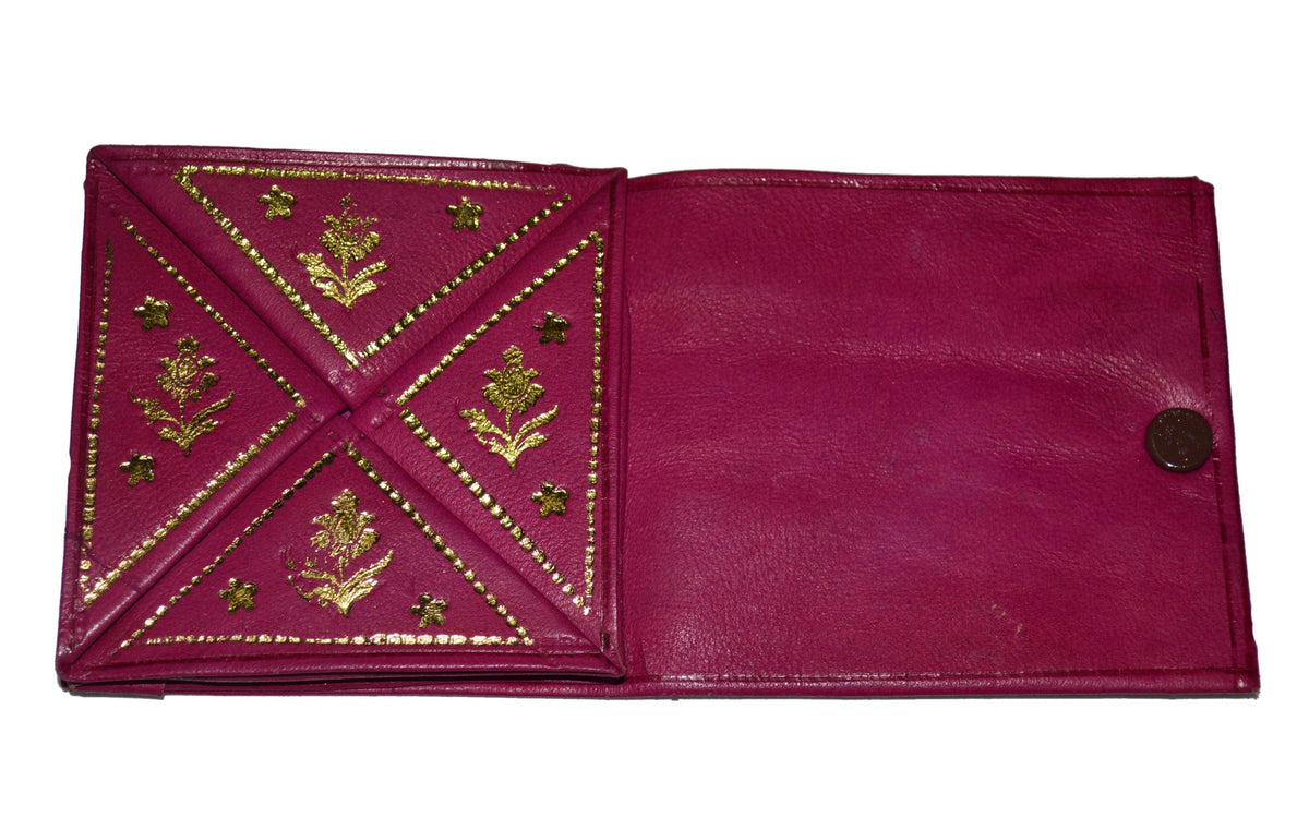 Extra Small Handmade Leather Coin Wallet - Magenta