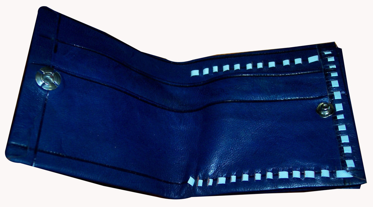 Extra Small Handmade Leather Coin Wallet - Royal Blue