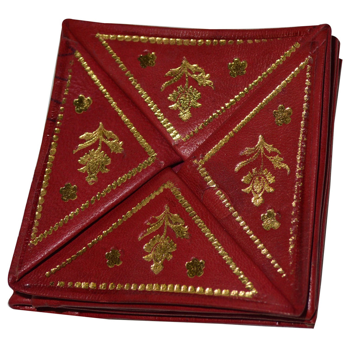 Extra Small Handmade Leather Coin Wallet - Red