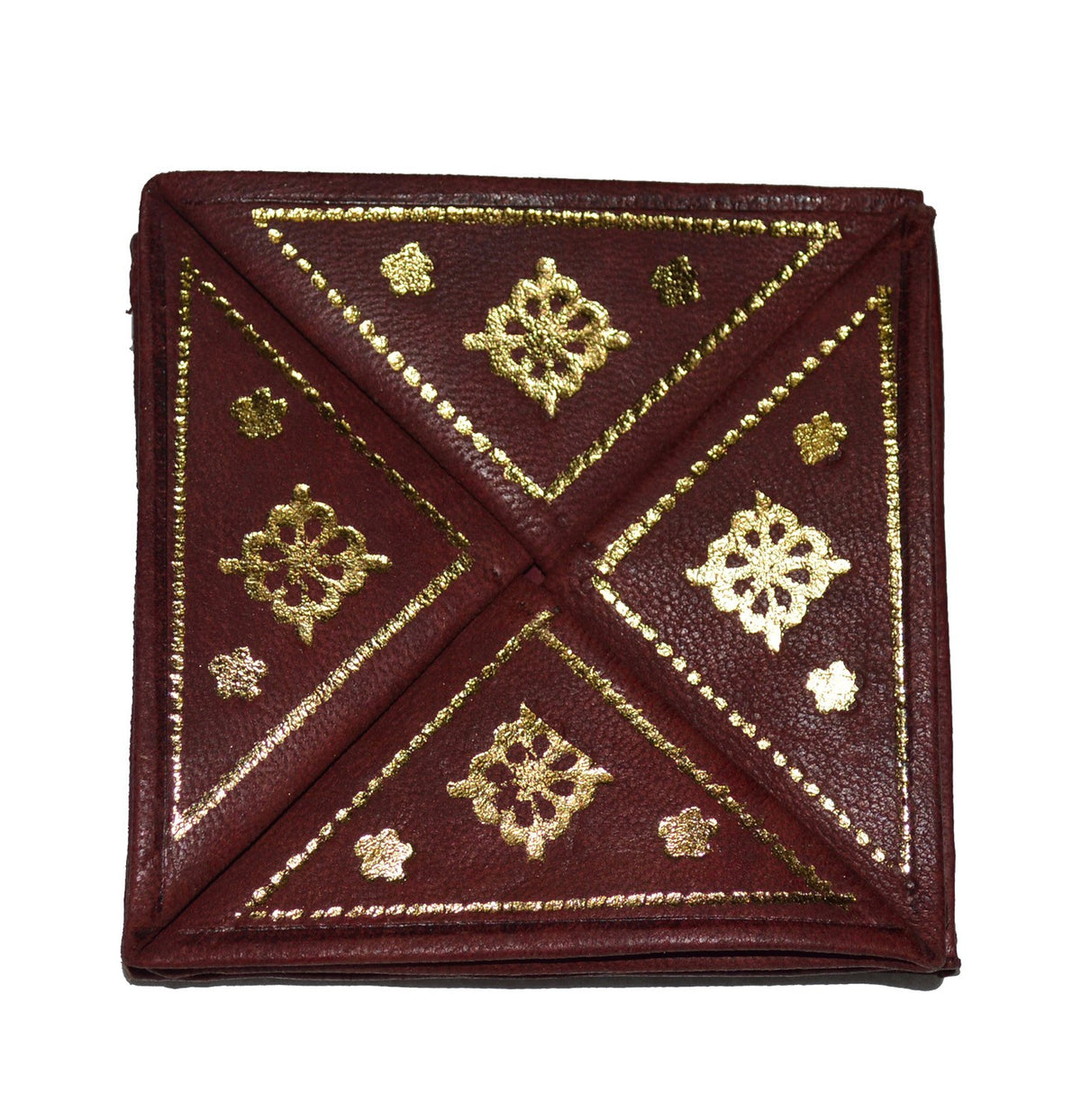 Extra Small Handmade Leather Coin Wallet - Burgundy