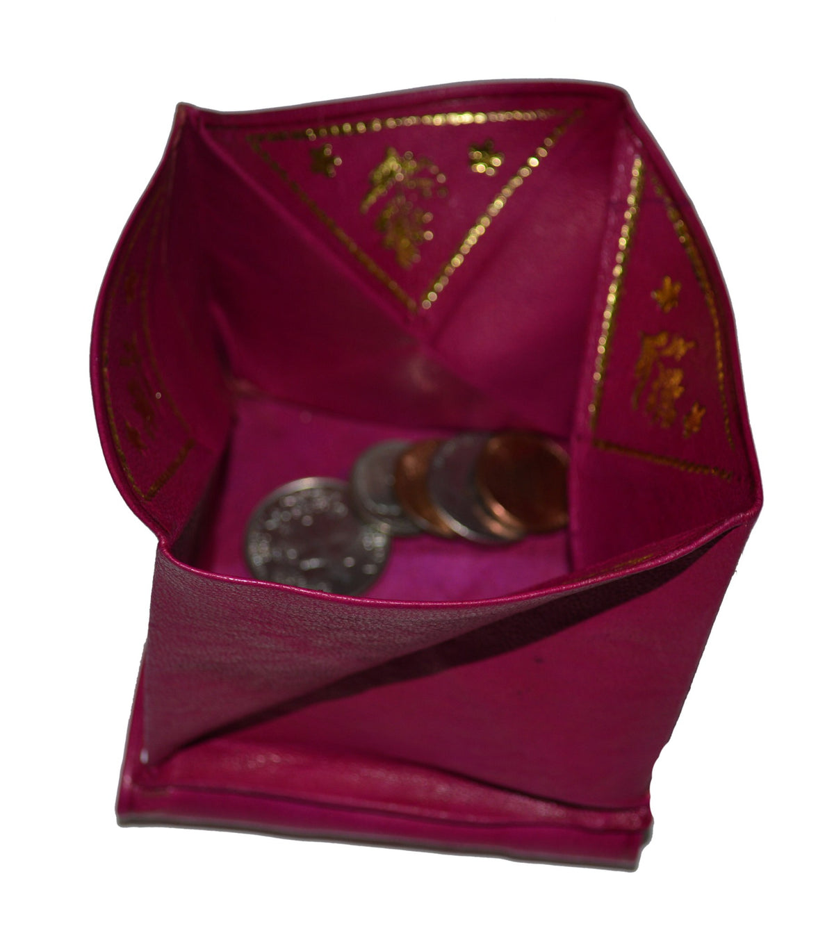 Extra Small Handmade Leather Coin Wallet - Magenta