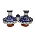 Ceramic Double Spice Holder - White&Blue