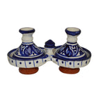 Ceramic Double Spice Holder - White&Blue