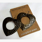 Flower Open Heart Earrings Bronze