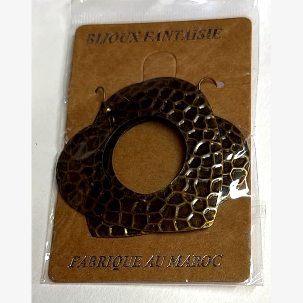 Flower Open Heart Earrings Bronze