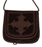 Ghita Large Embroidered Suede Purse - Brown