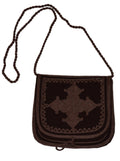 Ghita Large Embroidered Suede Purse - Brown