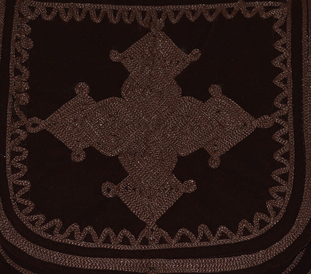 Ghita Large Embroidered Suede Purse - Brown