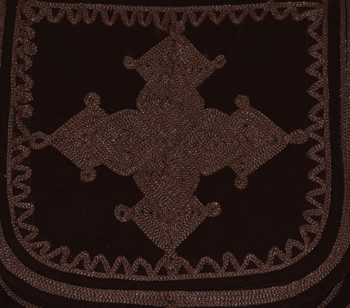 Ghita Large Embroidered Suede Purse - Brown