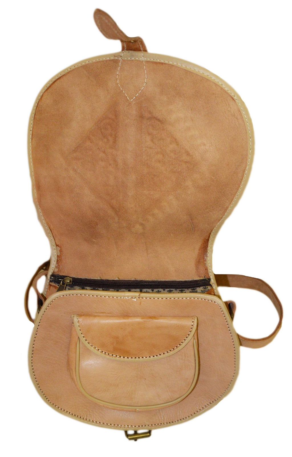 Hajar Leather Crossbody Purse Carved - Beige