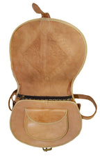 Hajar Leather Crossbody Purse Carved - Beige