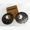 Half Wheel Engraved Hoop Earrings Silver