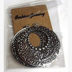 Half Wheel Engraved Hoop Earrings Silver