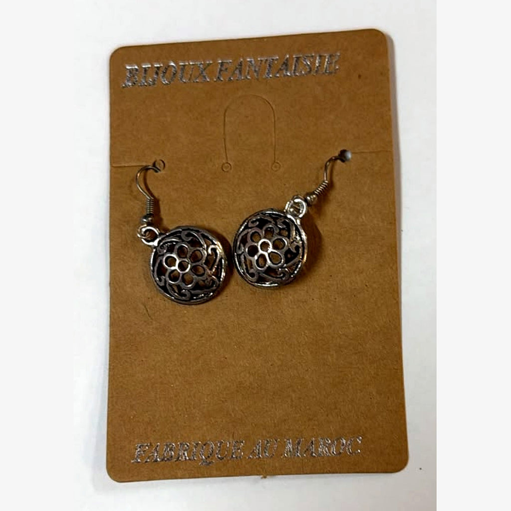 Halima Round Openwork Earrings Silver