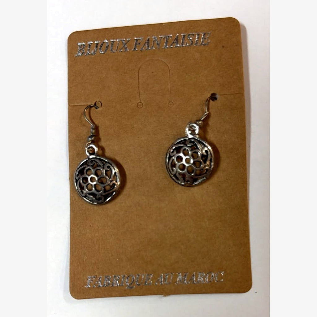 Halima Round Openwork Earrings Silver