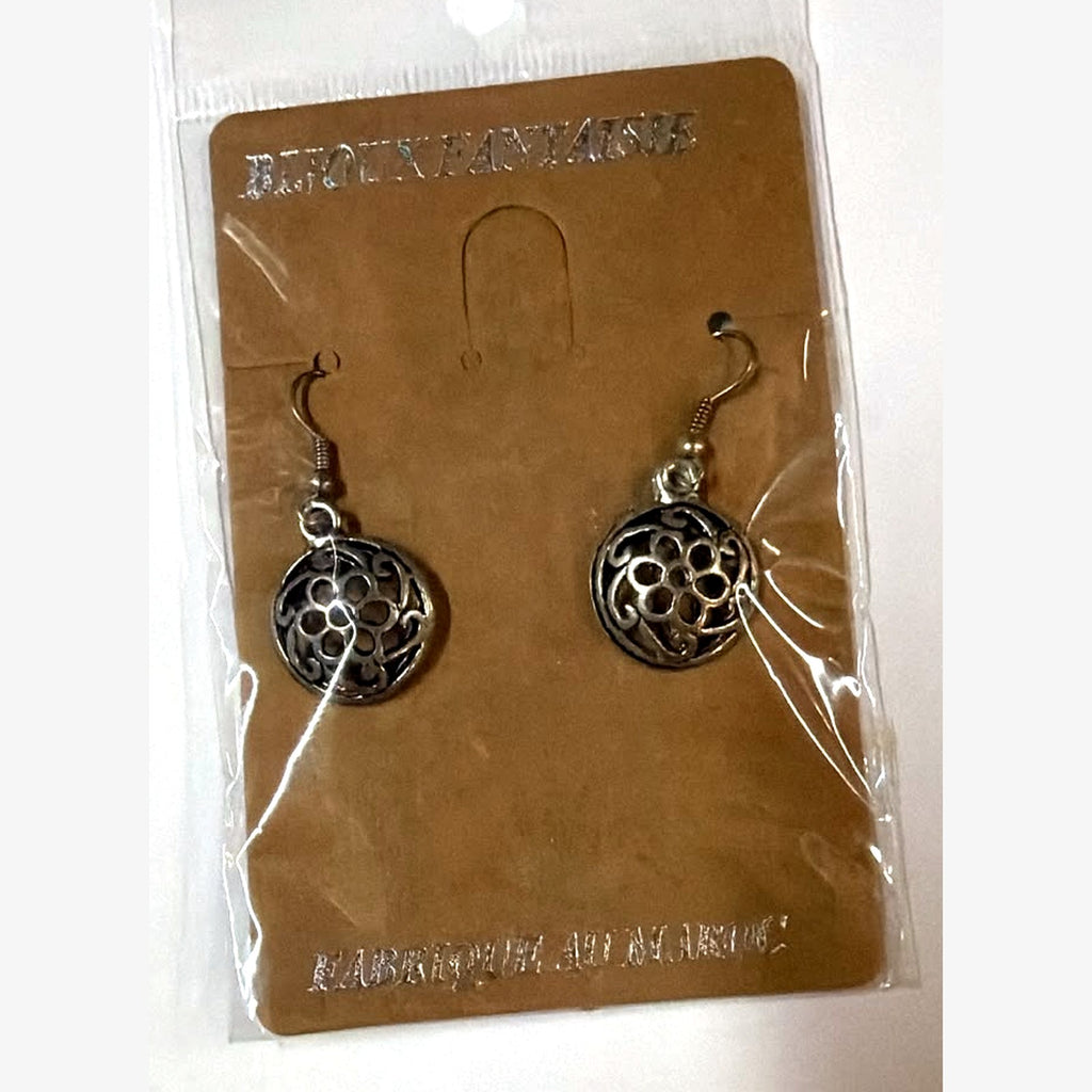 Halima Round Openwork Earrings Silver
