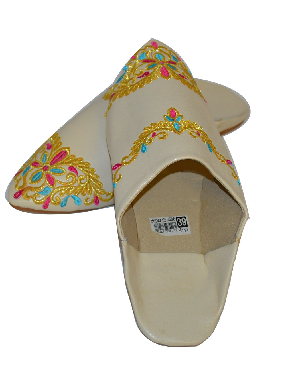 Halima Moroccan Smooth Babouche Slippers - Cream
