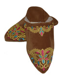 Halima Moroccan Velvet Babouche Slippers - Brown