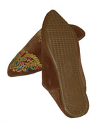 Halima Moroccan Velvet Babouche Slippers - Brown