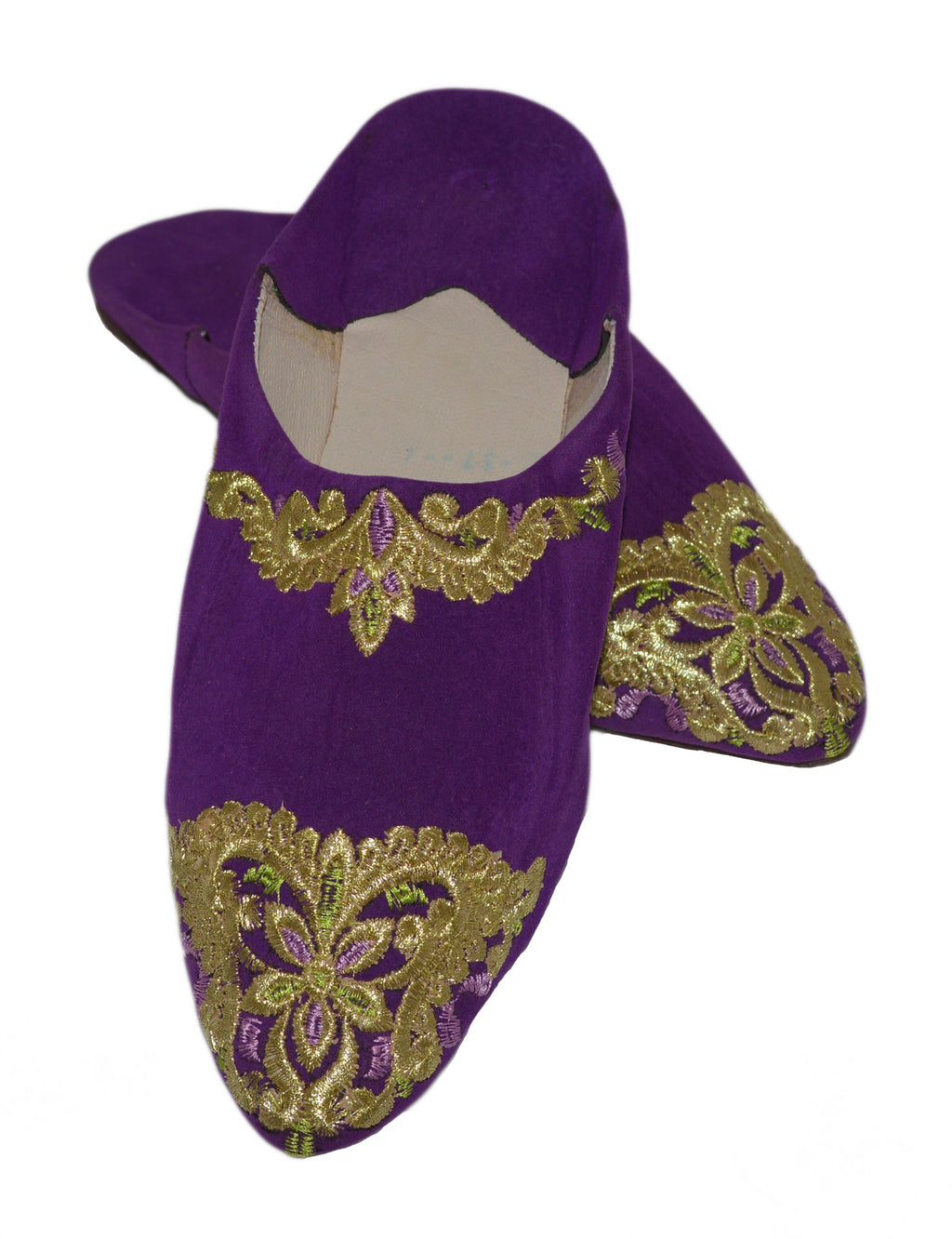 Halima Moroccan Velvet Babouche Slippers Purple Gold