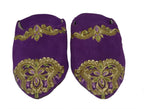 Halima Moroccan Velvet Babouche Slippers Purple Gold