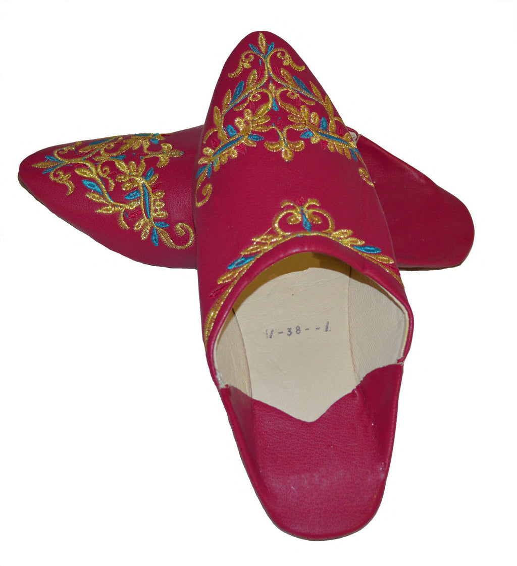 Halima Moroccan Vine Babouche Slippers Fuchsia