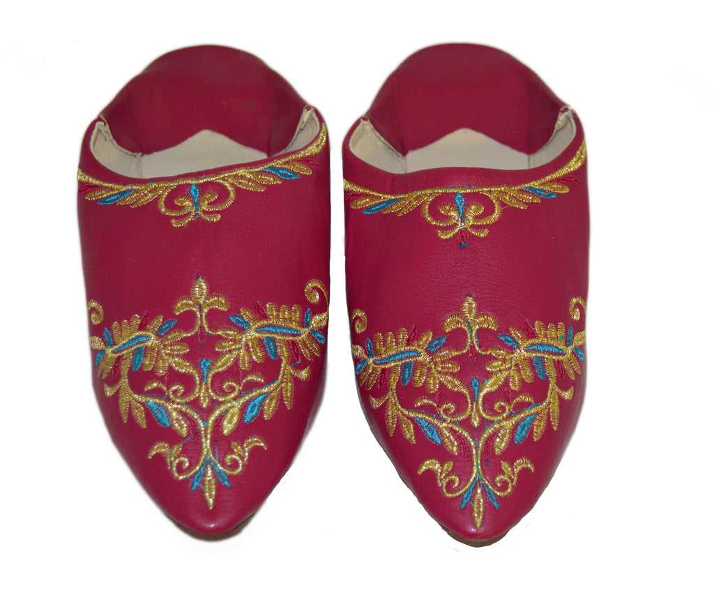 Halima Moroccan Vine Babouche Slippers Fuchsia