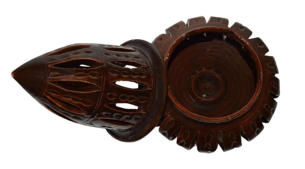 Hand Made Moroccan Brown Ceramic Teardrop Cone Candle Holder