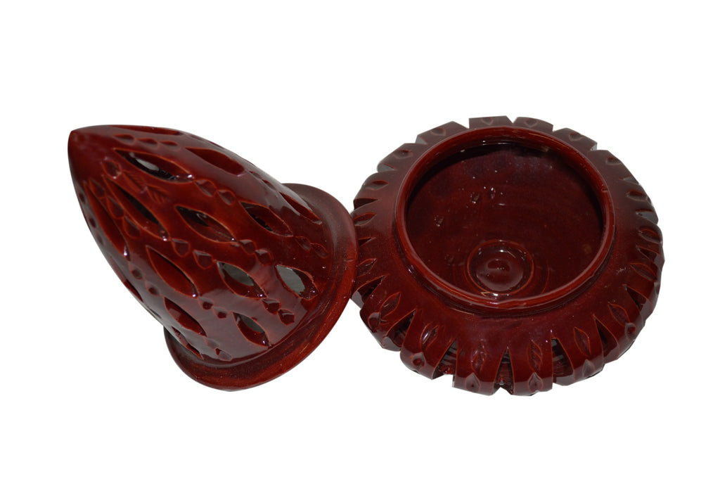 Hand Made Moroccan Burgundy Ceramic Teardrop Cone Candle Holder