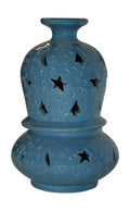 Hand Made Moroccan Light Blue Ceramic Gourd Candle Holder