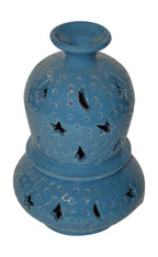Hand Made Moroccan Light Blue Ceramic Gourd Candle Holder