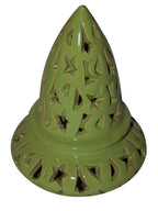 Hand Made Moroccan Lime Ceramic Carved Cone Candle Holder