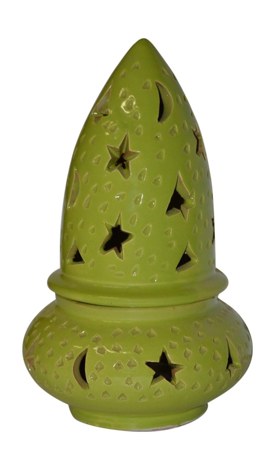 Hand Made Moroccan Lime Ceramic Star Cone Candle Holder