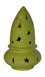 Hand Made Moroccan Lime Ceramic Star Cone Candle Holder