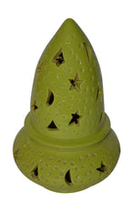 Hand Made Moroccan Lime Ceramic Star Cone Candle Holder
