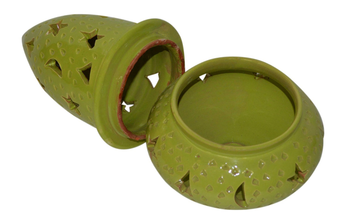 Hand Made Moroccan Lime Ceramic Star Cone Candle Holder
