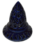 Hand Made Moroccan Navy Ceramic Carved Cone Candle Holder