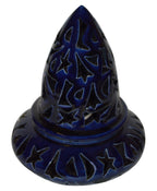 Hand Made Moroccan Navy Ceramic Carved Cone Candle Holder