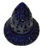 Hand Made Moroccan Navy Ceramic Carved Cone Candle Holder