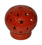 Hand Made Moroccan Orange Ceramic Globe Candle Holder