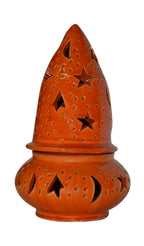 Hand Made Moroccan Orange Ceramic Star Cone Candle Holder