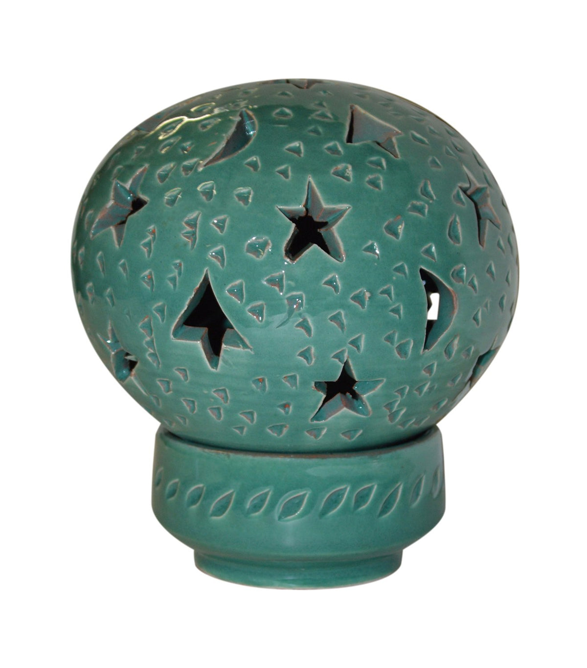 Hand Made Moroccan Turquoise Ceramic Globe Candle Holder