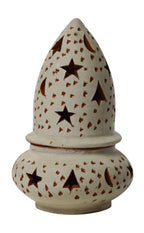 Hand Made Moroccan White Ceramic Star Cone Candle Holder