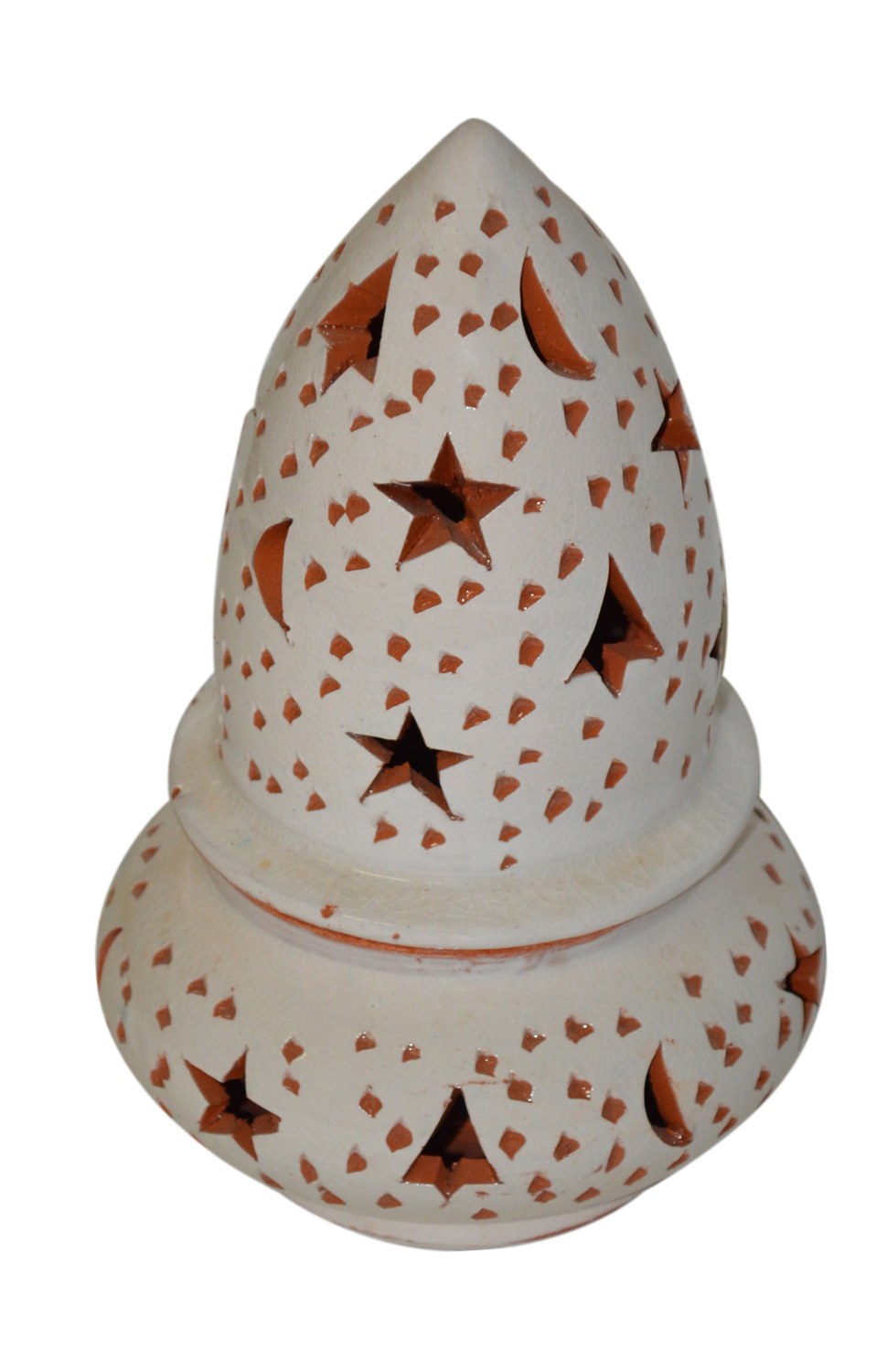 Hand Made Moroccan White Ceramic Star Cone Candle Holder