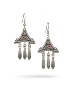Hand Triangle Fringe Earrings Silver