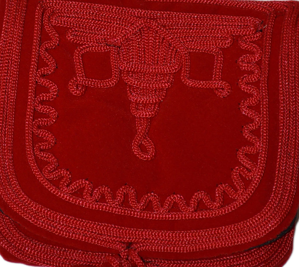 Houda Small Embroidered Suede Purse Red - Red
