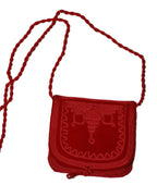 Houda Small Embroidered Suede Purse Red - Red